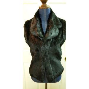 NEW D2K genuine black Angora rabbit fur vest S